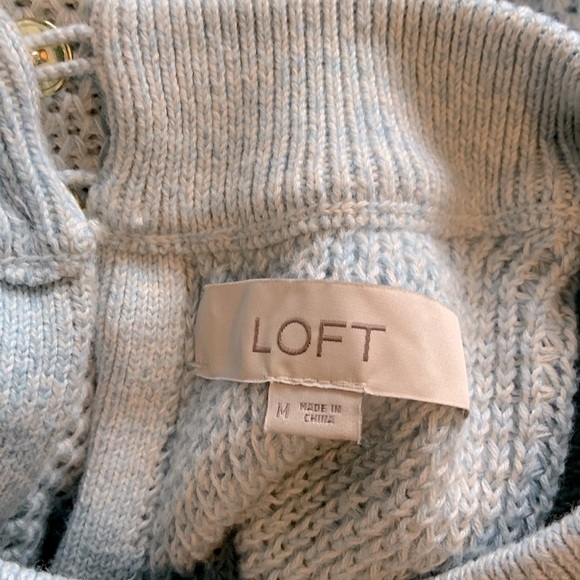 Loft, light blue soft sweater with cute gold buttons on the back. - Picture 6 of 6